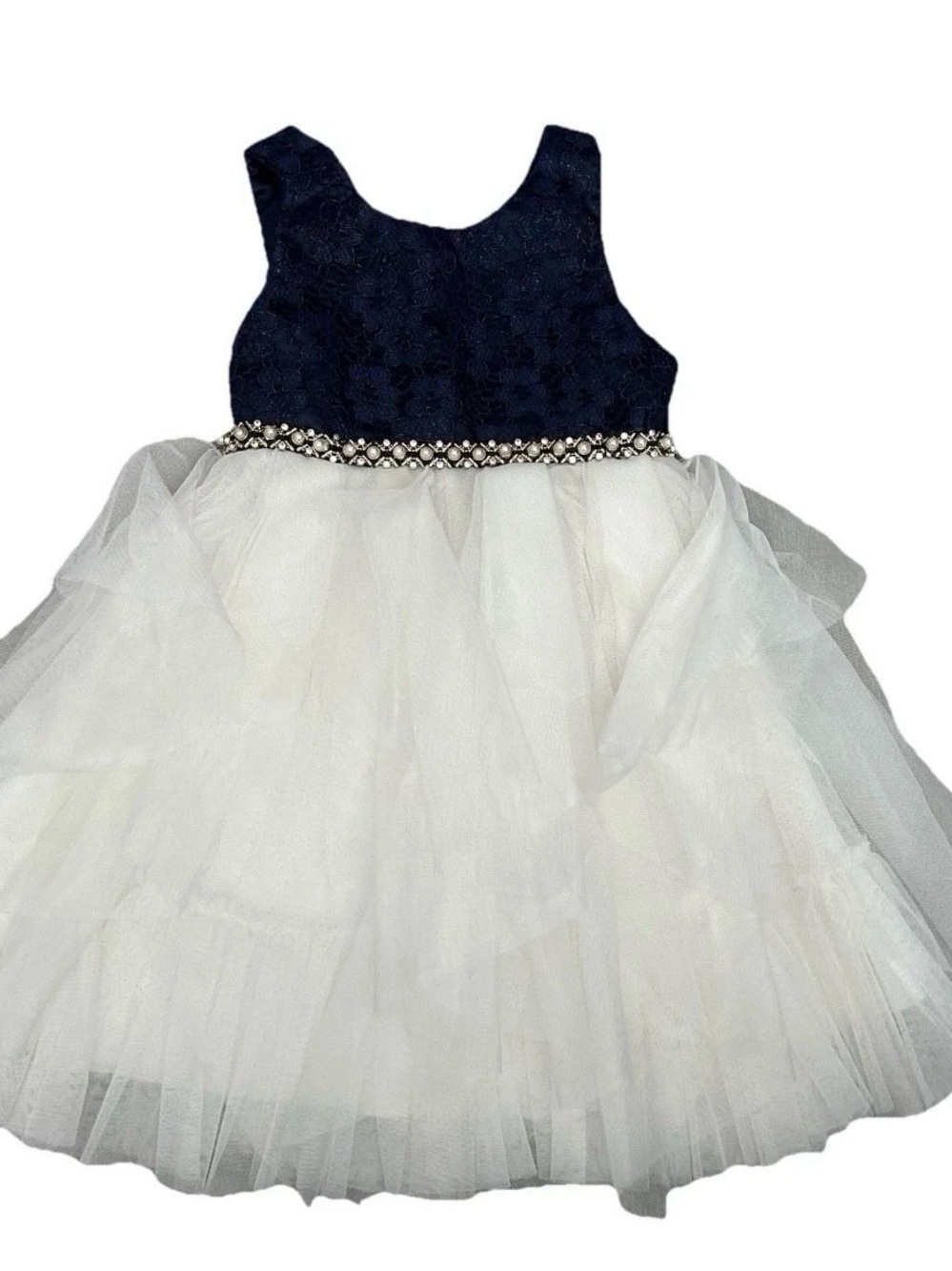American Princess Formal Dress Size 3T Blue Lace White Elegant